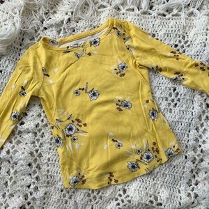 Charter Club Yellow Floral 3/4 Sleeve Top